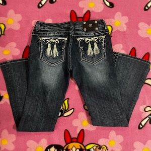 Y2K Coquette Miss me boot cut jeans